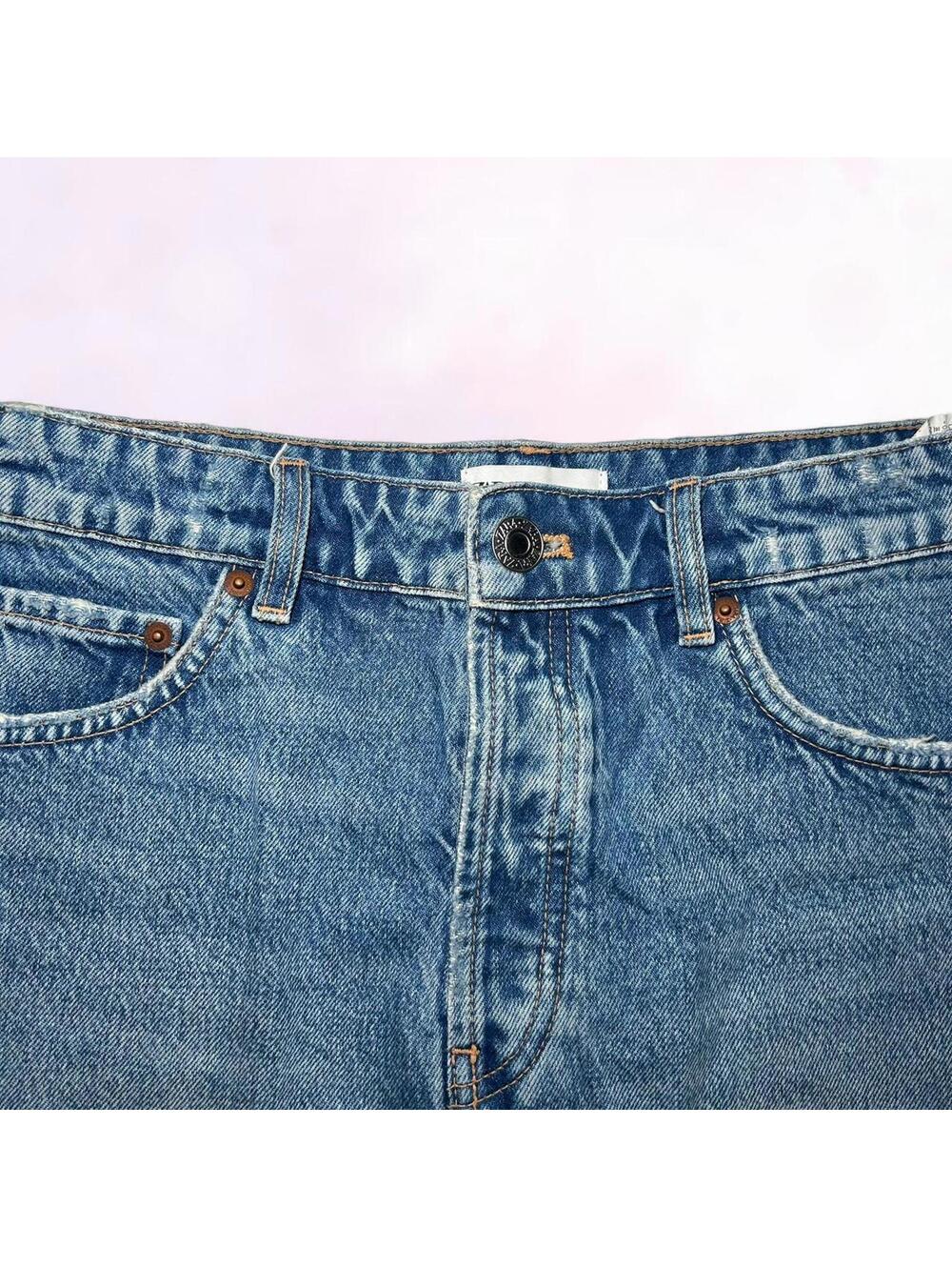 Zara Cotton Denim Jean Shorts Size 6 Four Button Front Clean Girl Minimalist - Picture 3 of 3